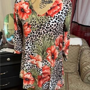 Floral Leopard Print Women's Top